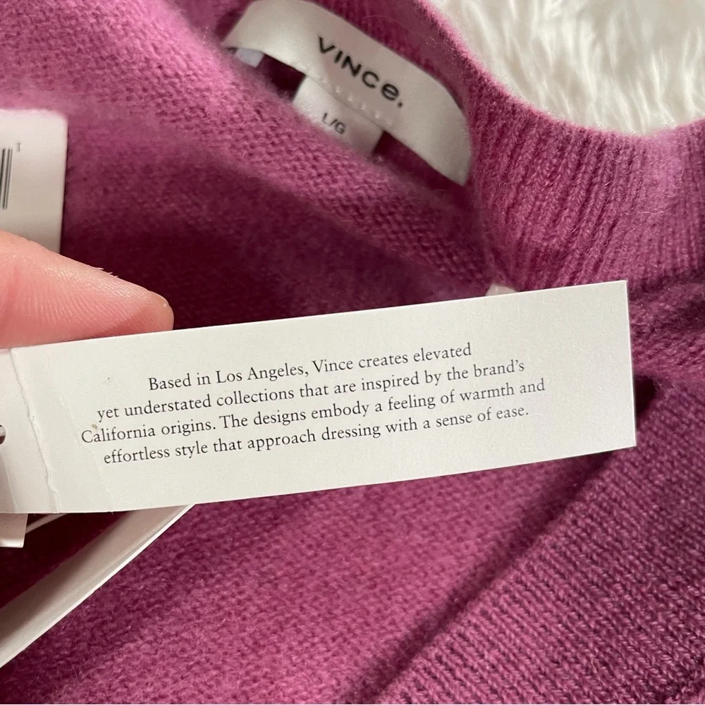 VINCE Cashmere Sweater - Soft, Gorgeous Tea Berry Color-way - Women’s Size XL - Picture 4 of 9